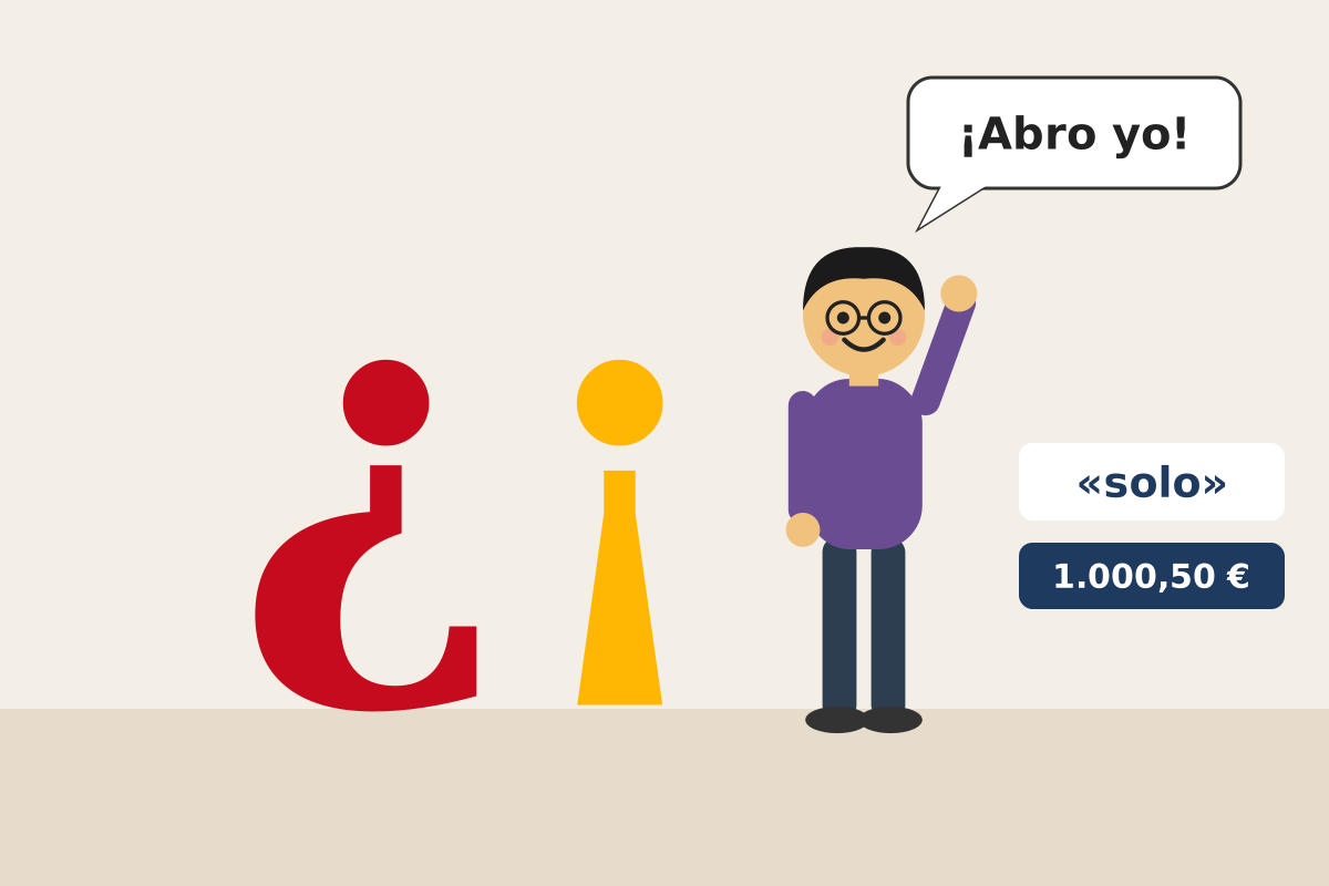 Traductor junto a signos gigantes de apertura de interrogación y exclamación